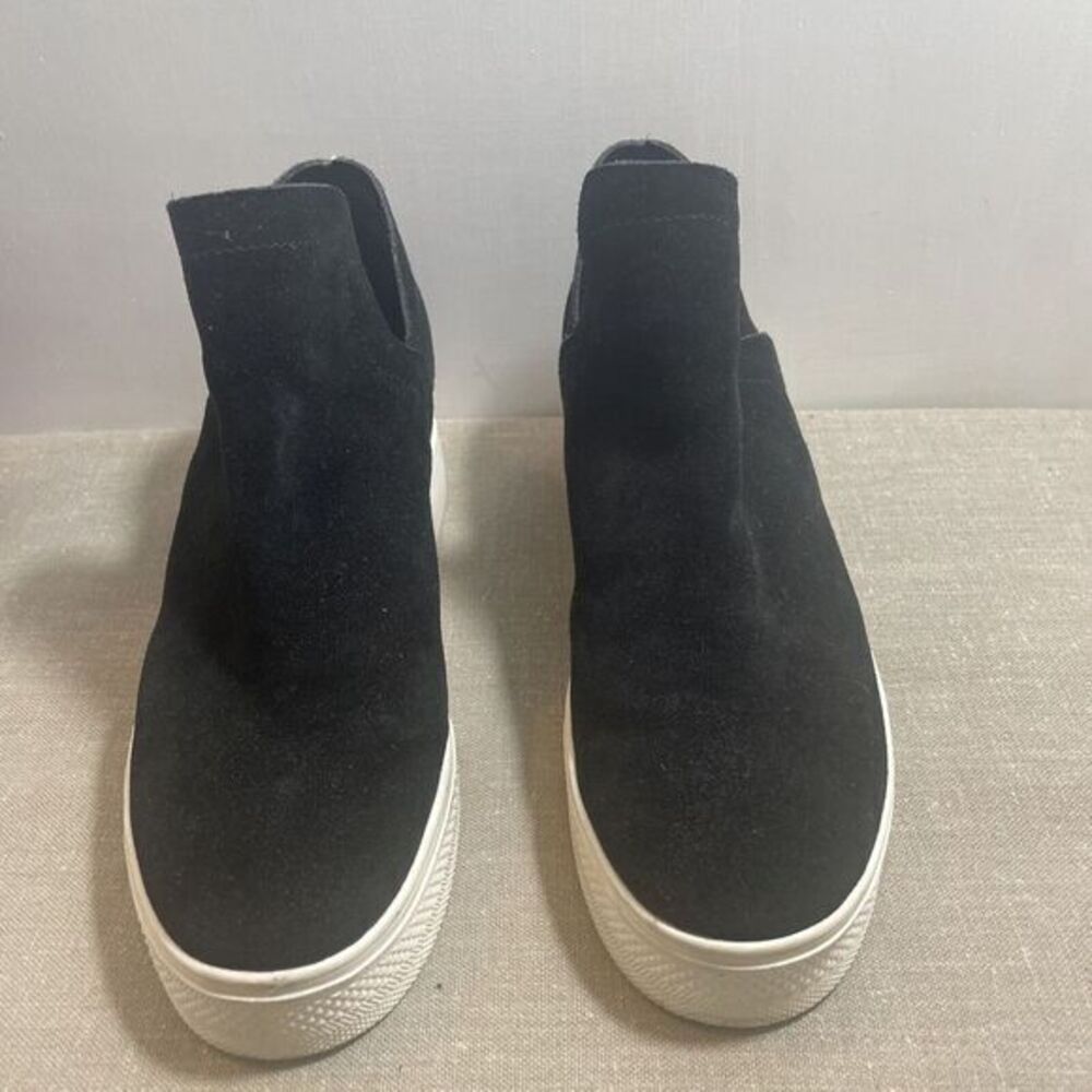 Steve Madden wrangler‎ Size 8 Black Suede Leather Wedge Casual Shoe Slip In ring